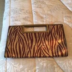 Zebra print sequin bag
